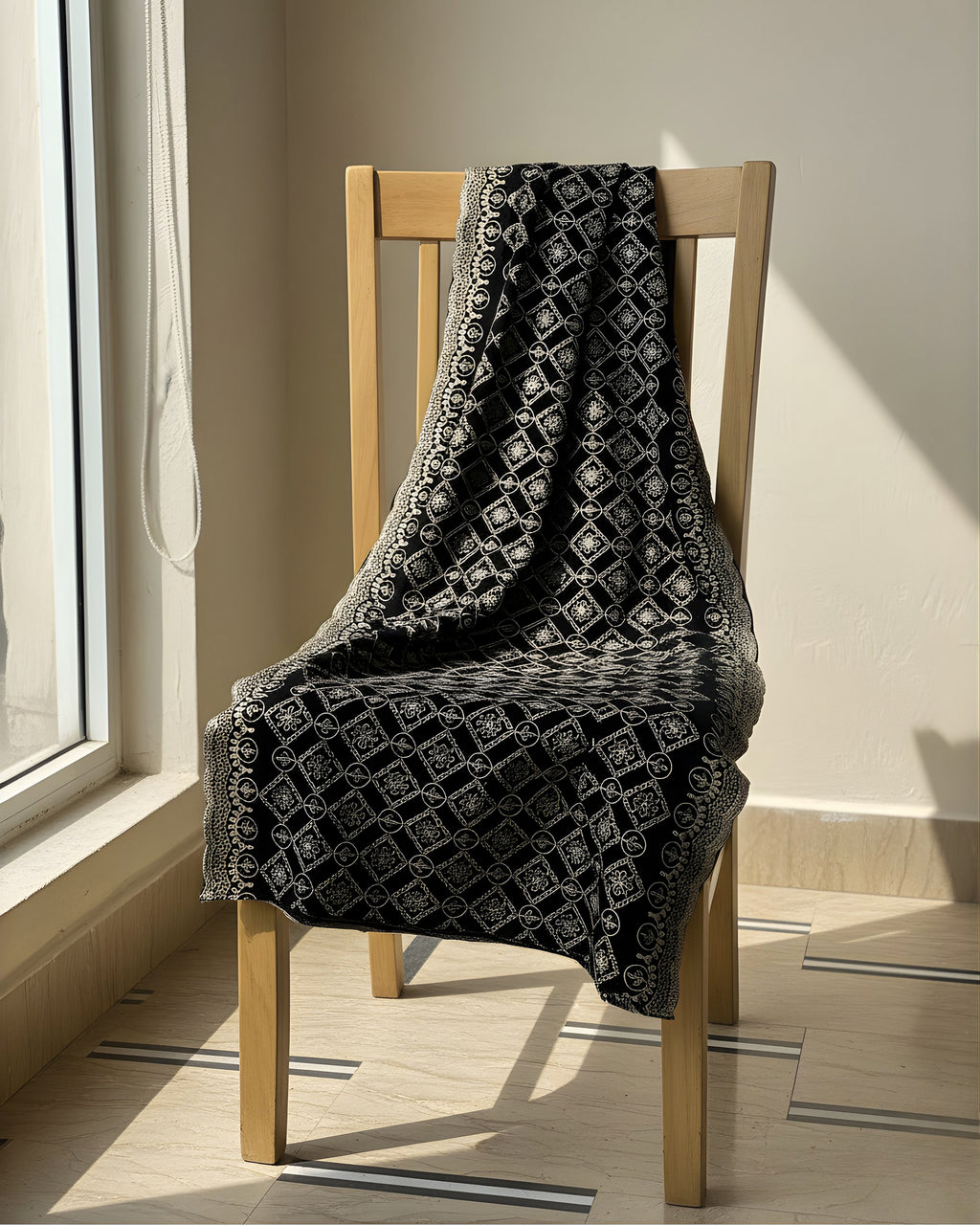 Luxury Embroidered Crystal Velvet Shawl