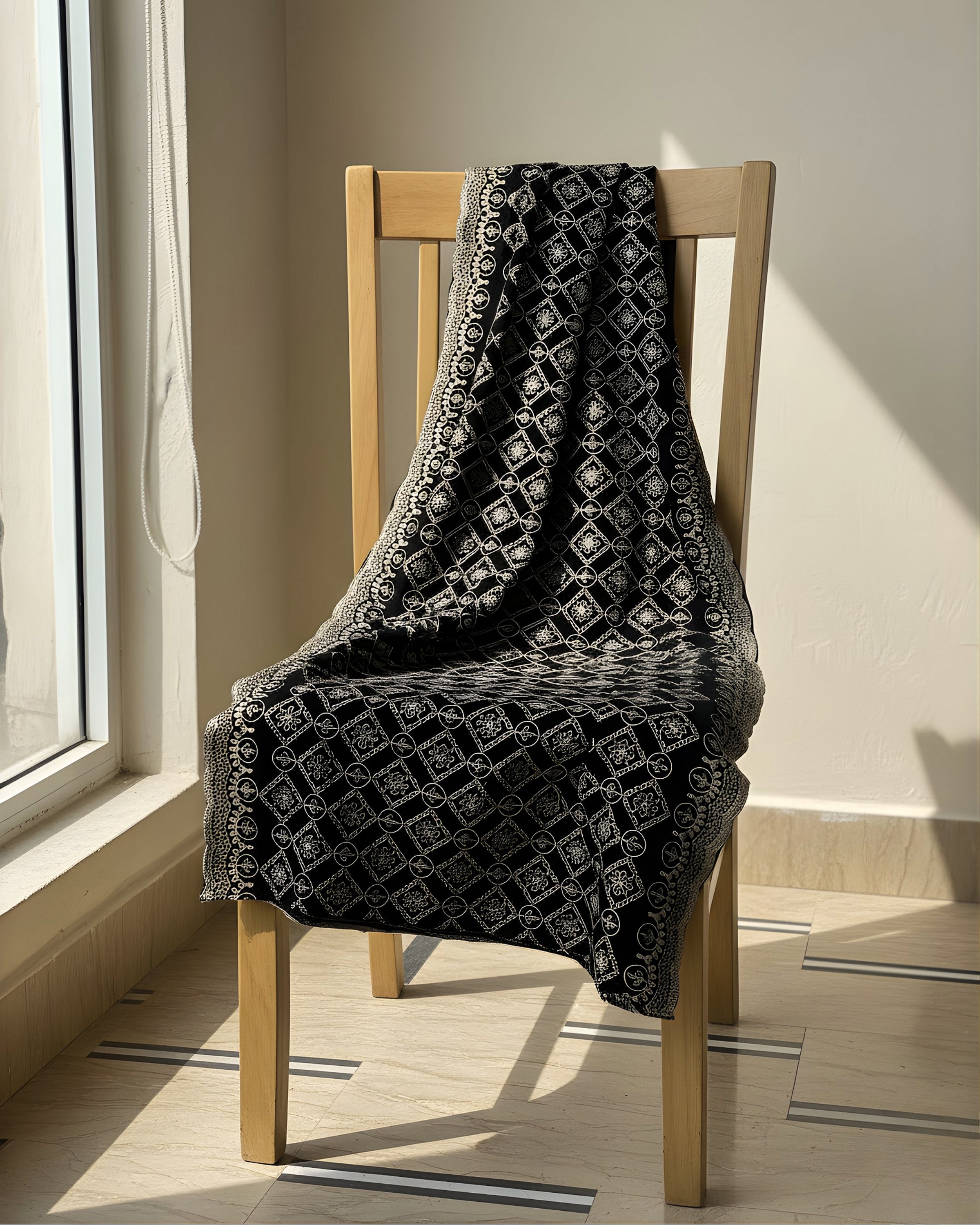 Luxury Embroidered Crystal Velvet Shawl