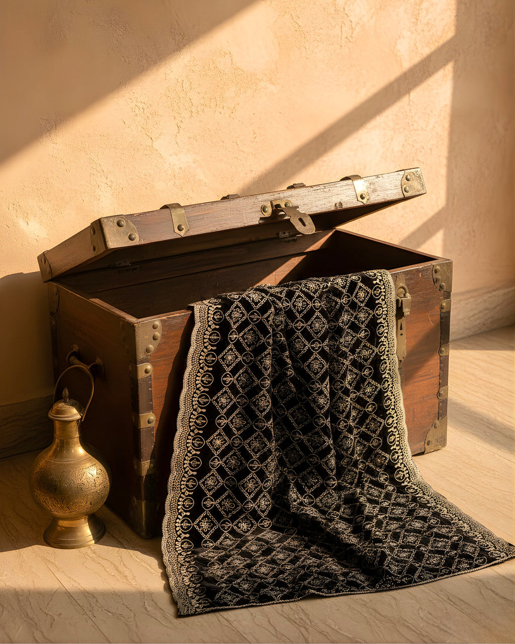 Luxury Embroidered Crystal Velvet Shawl